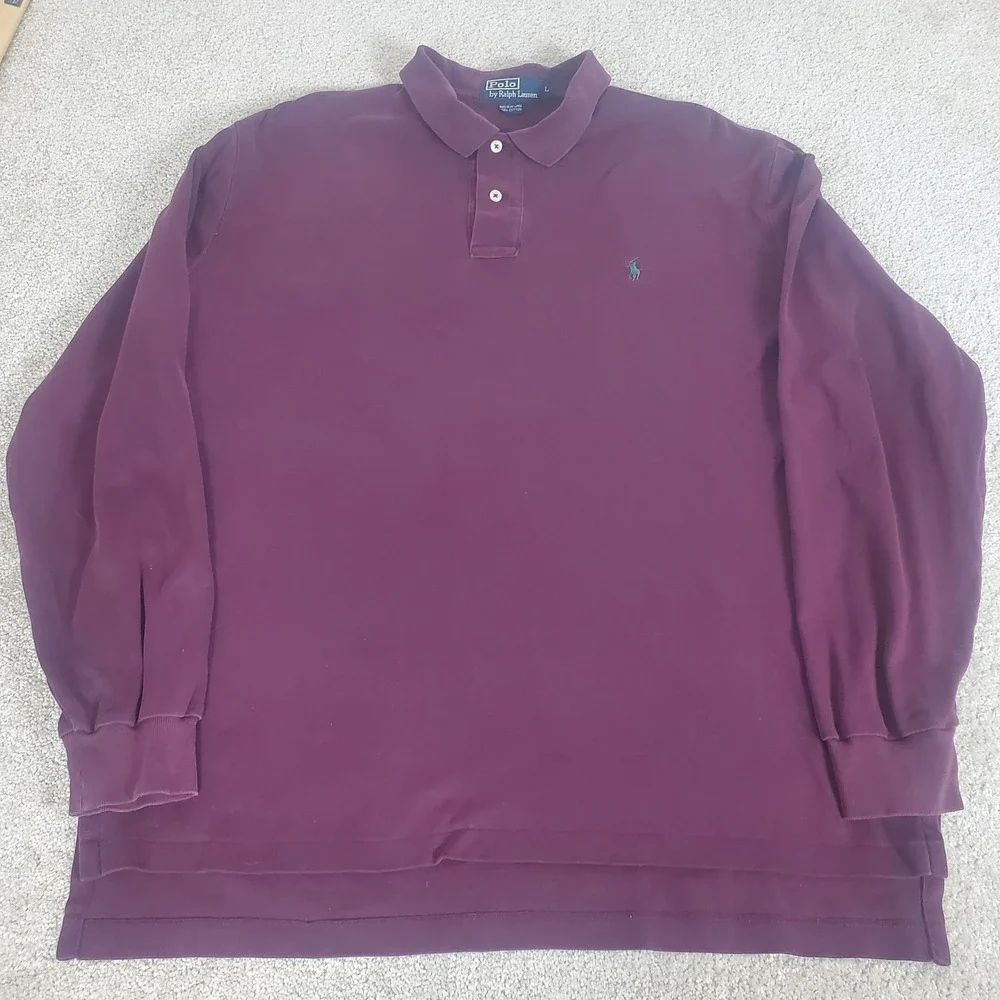 Polo Ralph Lauren Men's Knit Pullover SZ L Burgundy 1/4 Zip Long Sleeve SEE COND